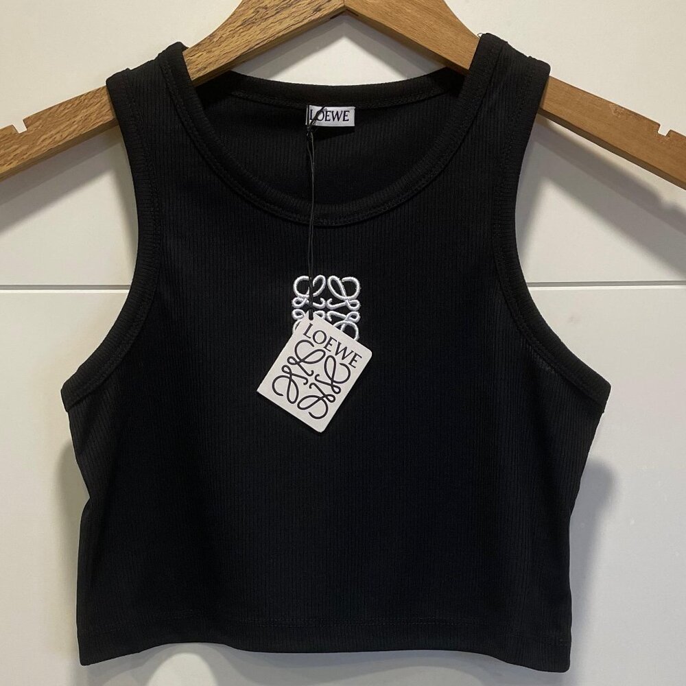 Loewe Women Nwt Black Cotton Knit Tank Top